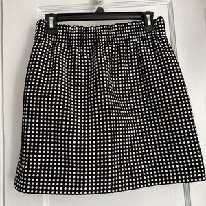 J. Crew Black/ White Skirt with Elastic Waistband, Fully Lined, Sz: 6